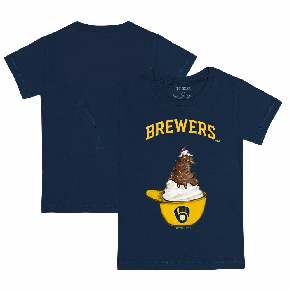 Milwaukee Brewers Tiny Turnip Youth Sundae Helmet T-Shirt - Navy - MLB Online