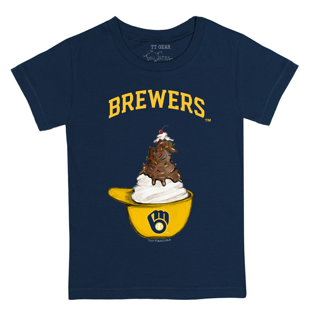 Milwaukee Brewers Tiny Turnip Youth Sundae Helmet T-Shirt - Navy - MLB Online