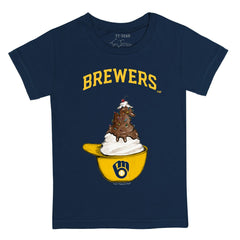 Milwaukee Brewers Tiny Turnip Youth Sundae Helmet T-Shirt - Navy - MLB Online