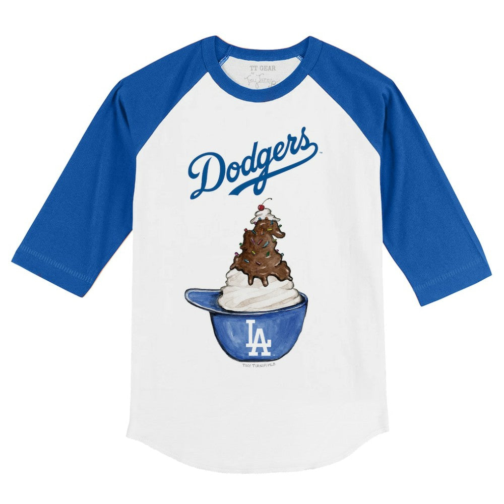 Los Angeles Dodgers Tiny Turnip Youth Sundae Helmet 3/4-Sleeve Raglan T-Shirt - White/Royal - MLB Online