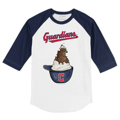 Cleveland Guardians Tiny Turnip Youth Sundae Helmet 3/4-Sleeve Raglan T-Shirt - White/Navy - MLB Discount