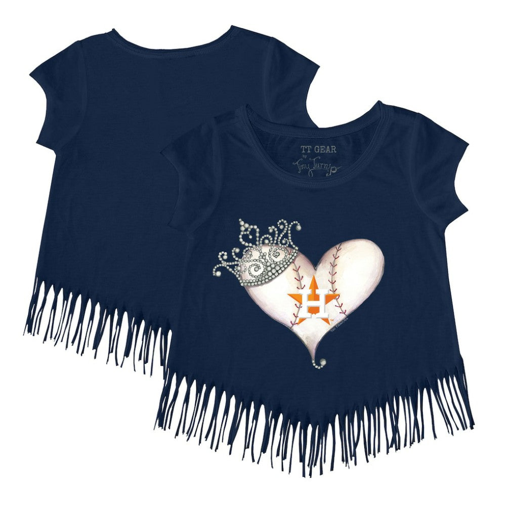 Houston Astros Tiny Turnip Girls Youth Tiara Heart Fringe T-Shirt - Navy - MLB Discount