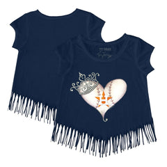 Houston Astros Tiny Turnip Girls Youth Tiara Heart Fringe T-Shirt - Navy - MLB Discount