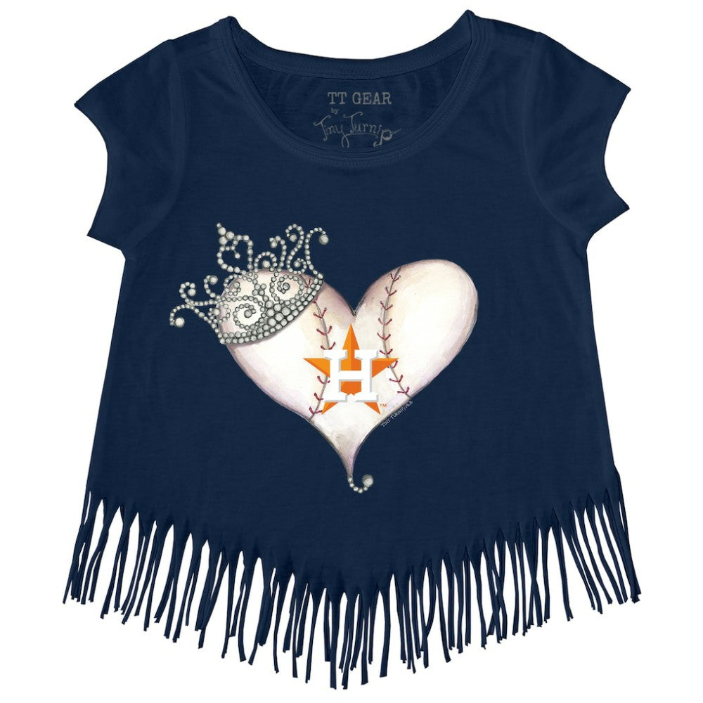 Houston Astros Tiny Turnip Girls Youth Tiara Heart Fringe T-Shirt - Navy - MLB Discount
