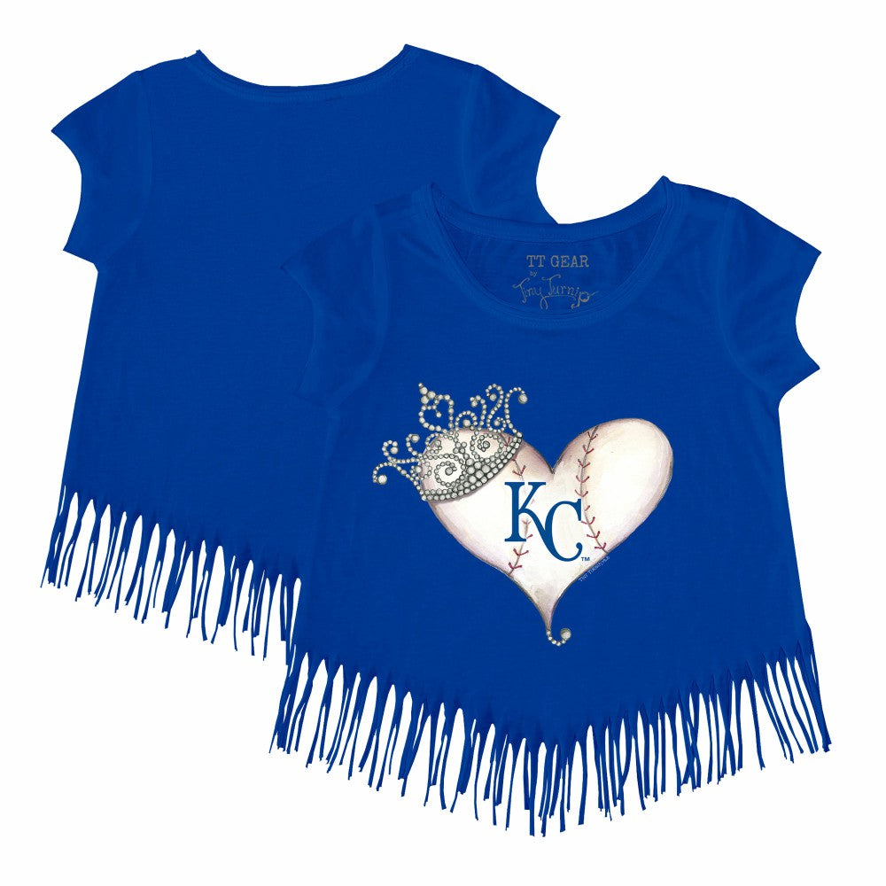 Kansas City Royals Tiny Turnip Girls Youth Tiara Heart Fringe T-Shirt - Royal - MLB Discount