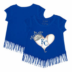 Kansas City Royals Tiny Turnip Girls Youth Tiara Heart Fringe T-Shirt - Royal - MLB Discount