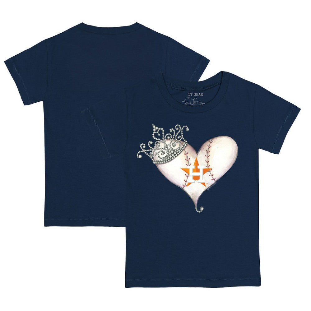 Houston Astros Tiny Turnip Youth Tiara Heart T-Shirt - Navy - MLB Sale