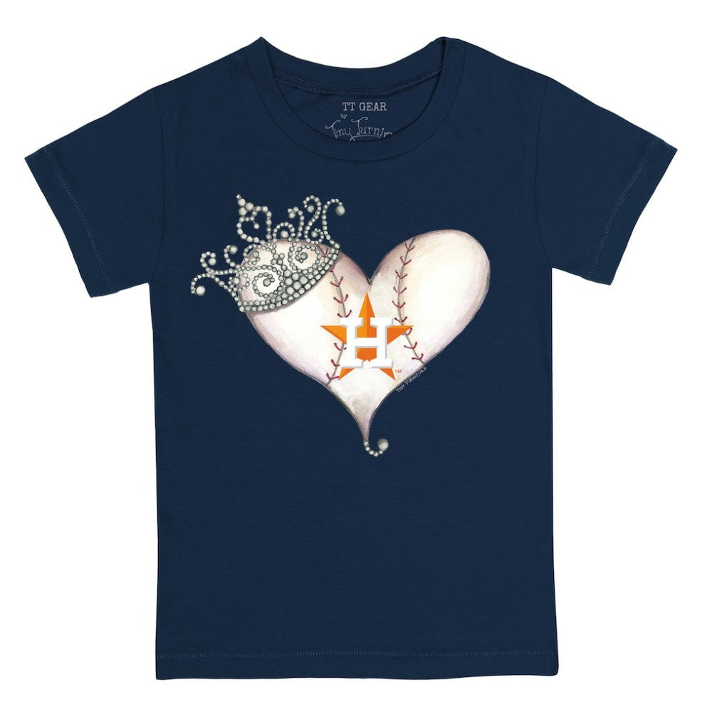 Houston Astros Tiny Turnip Youth Tiara Heart T-Shirt - Navy - MLB Sale