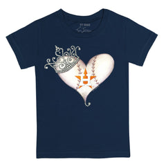 Houston Astros Tiny Turnip Youth Tiara Heart T-Shirt - Navy - MLB Sale