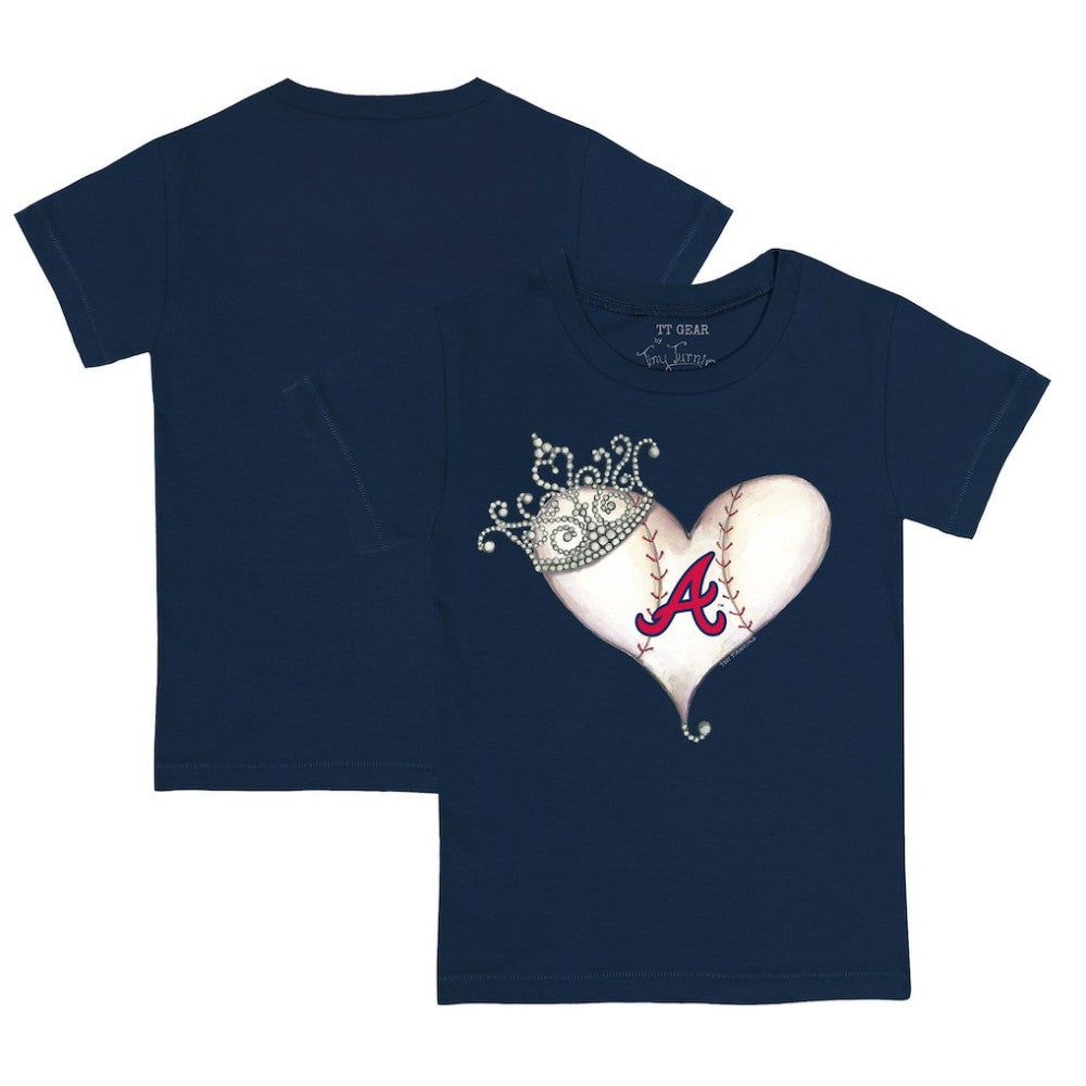 Atlanta Braves Tiny Turnip Youth Tiara Heart T-Shirt - Navy - MLB Online