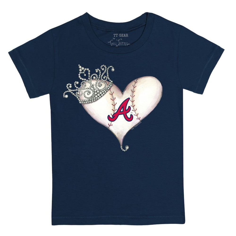 Atlanta Braves Tiny Turnip Youth Tiara Heart T-Shirt - Navy - MLB Online