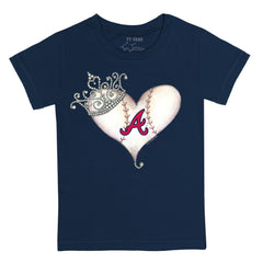Atlanta Braves Tiny Turnip Youth Tiara Heart T-Shirt - Navy - MLB Online