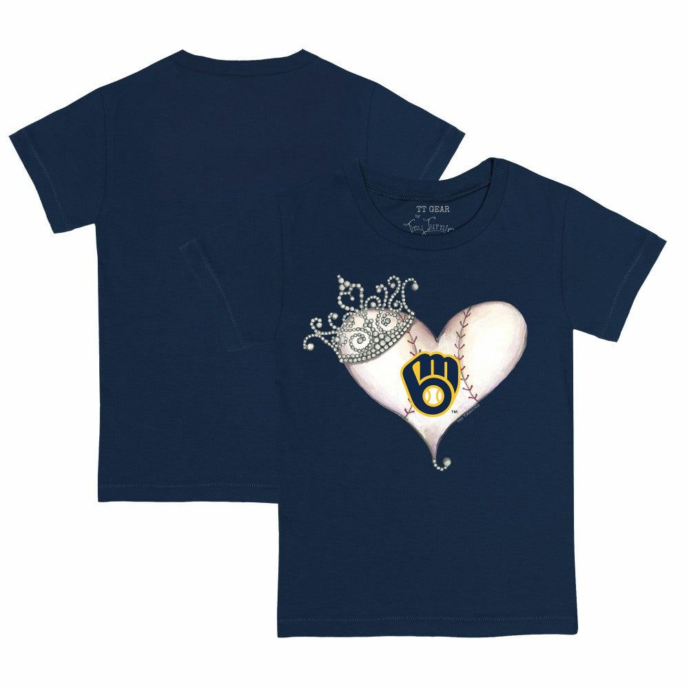 Milwaukee Brewers Tiny Turnip Youth Tiara Heart T-Shirt - Navy - MLB on Sale