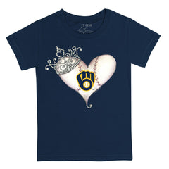 Milwaukee Brewers Tiny Turnip Youth Tiara Heart T-Shirt - Navy - MLB on Sale