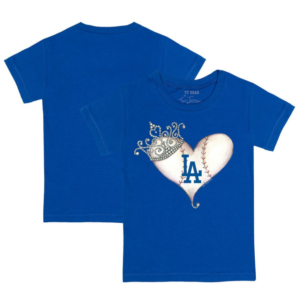 Los Angeles Dodgers Tiny Turnip Youth Tiara Heart T-Shirt - Royal - MLB Lifestyle