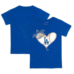 Los Angeles Dodgers Tiny Turnip Youth Tiara Heart T-Shirt - Royal - MLB Lifestyle