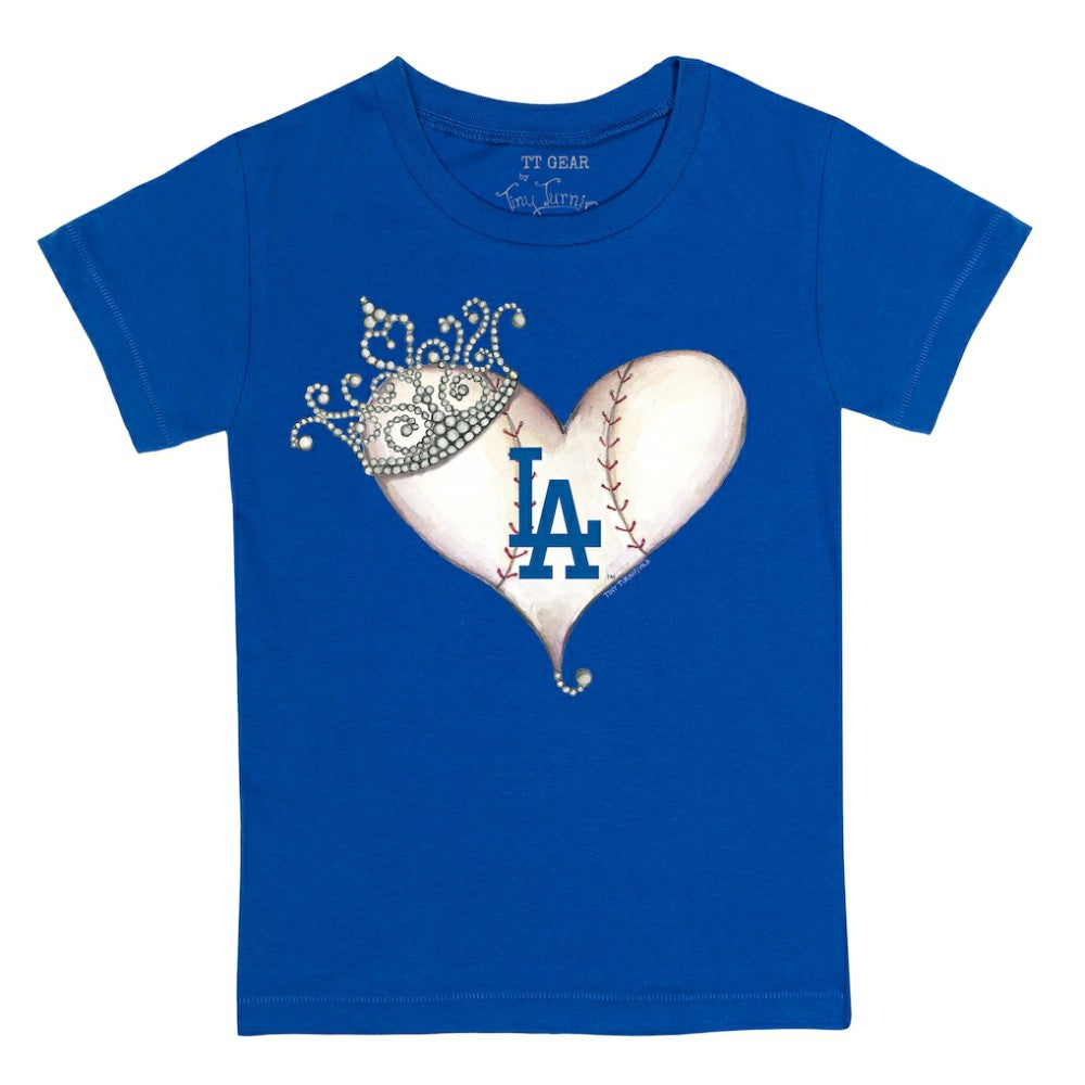 Los Angeles Dodgers Tiny Turnip Youth Tiara Heart T-Shirt - Royal - MLB Lifestyle