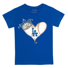 Los Angeles Dodgers Tiny Turnip Youth Tiara Heart T-Shirt - Royal - MLB Lifestyle