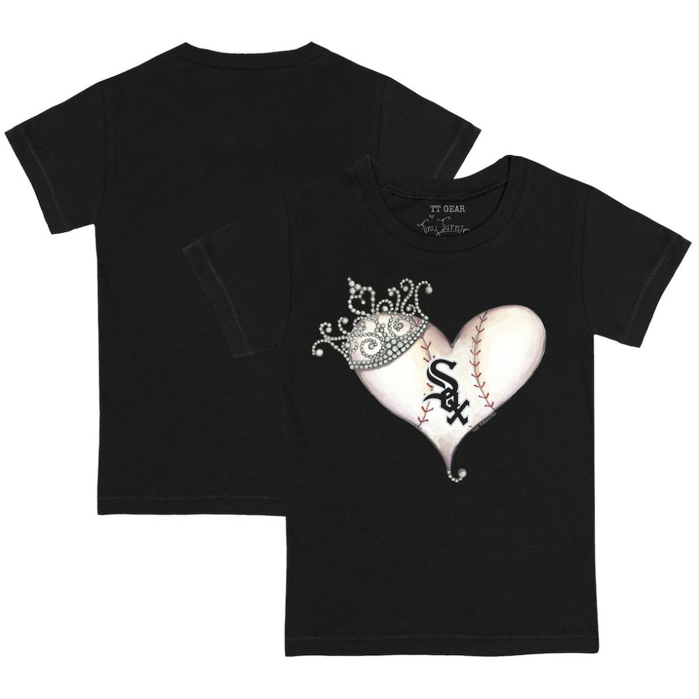 Chicago White Sox Tiny Turnip Youth Tiara Heart T-Shirt - Black - MLB Discount