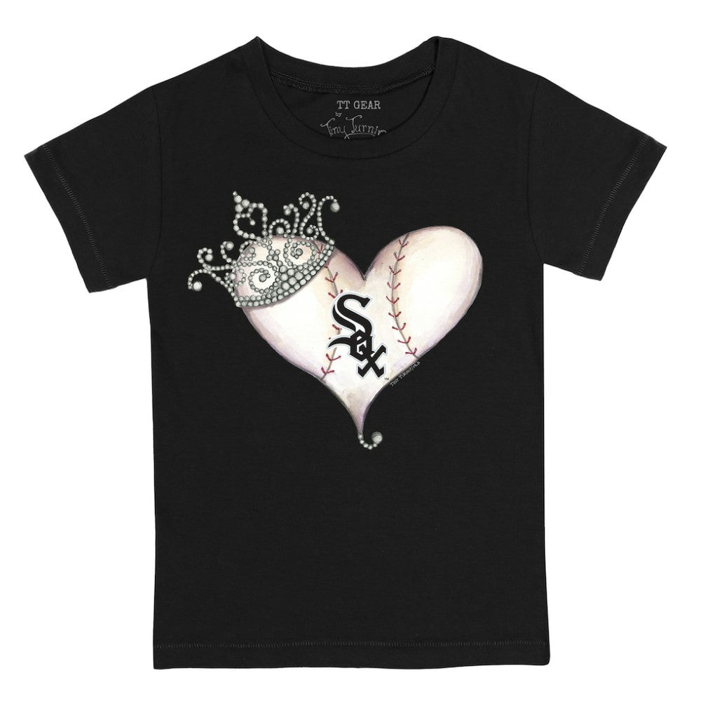 Chicago White Sox Tiny Turnip Youth Tiara Heart T-Shirt - Black - MLB Discount