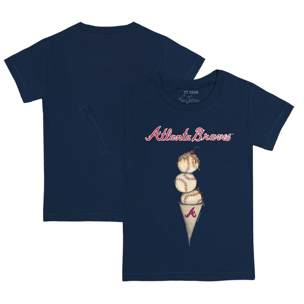 Atlanta Braves Tiny Turnip Youth Triple Scoop T-Shirt - Navy - MLB on Sale
