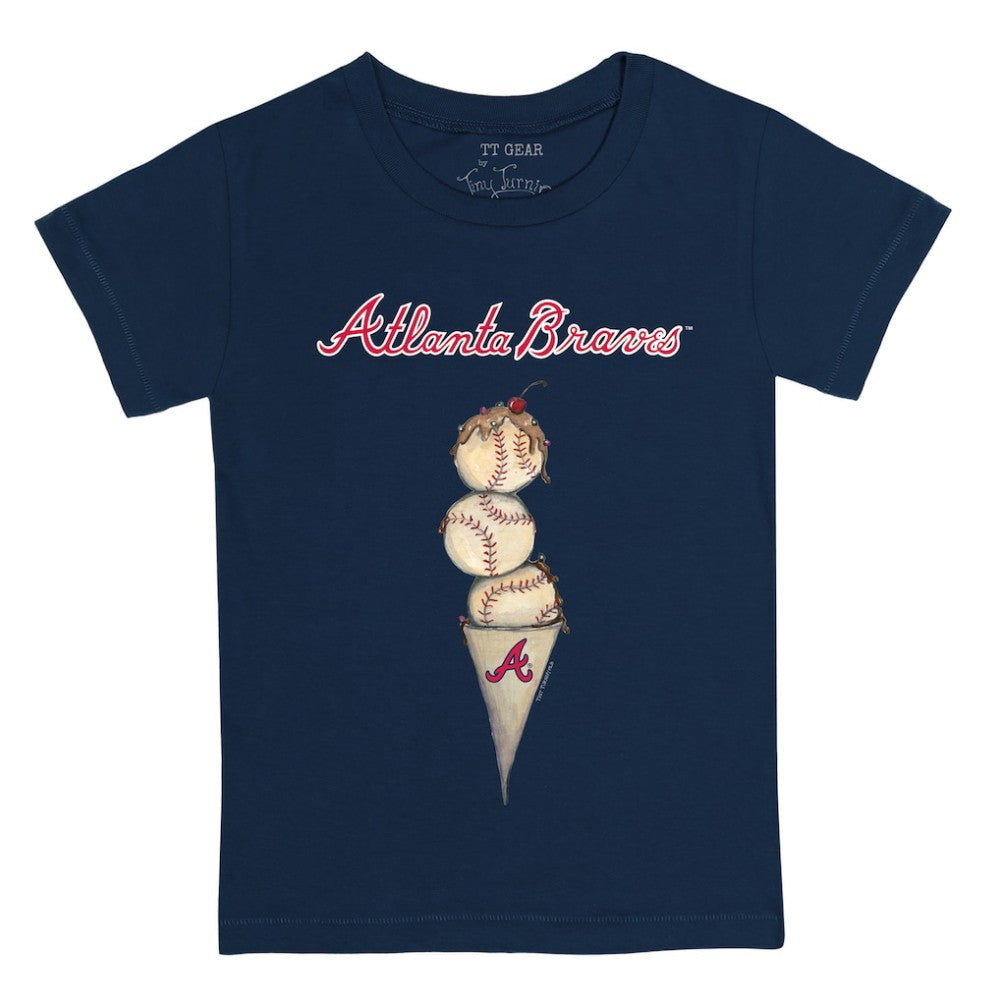 Atlanta Braves Tiny Turnip Youth Triple Scoop T-Shirt - Navy - MLB on Sale