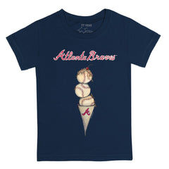 Atlanta Braves Tiny Turnip Youth Triple Scoop T-Shirt - Navy - MLB on Sale