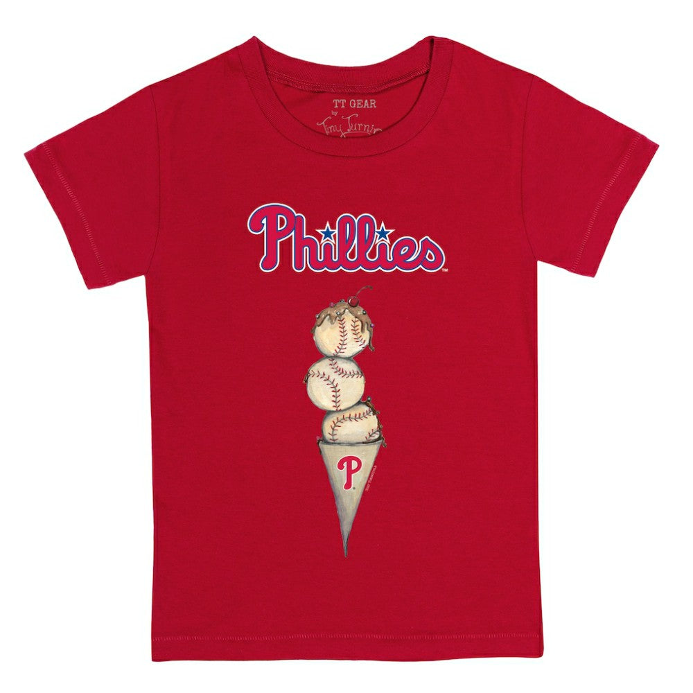 Philadelphia Phillies Tiny Turnip Youth Triple Scoop T-Shirt - Red - MLB Discount