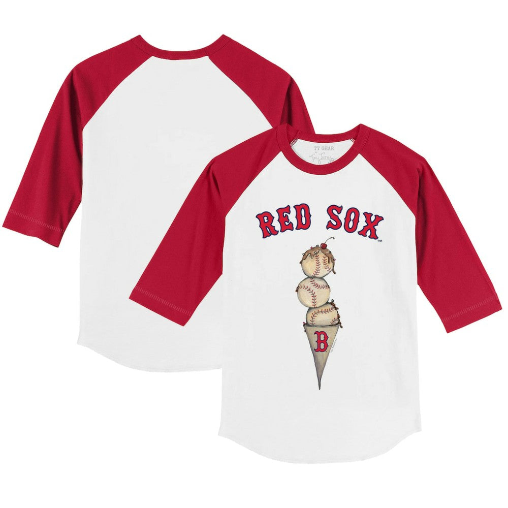 Boston Red Sox Tiny Turnip Youth Triple Scoop 3/4-Sleeve Raglan T-Shirt - White/Red - MLB Lifestyle
