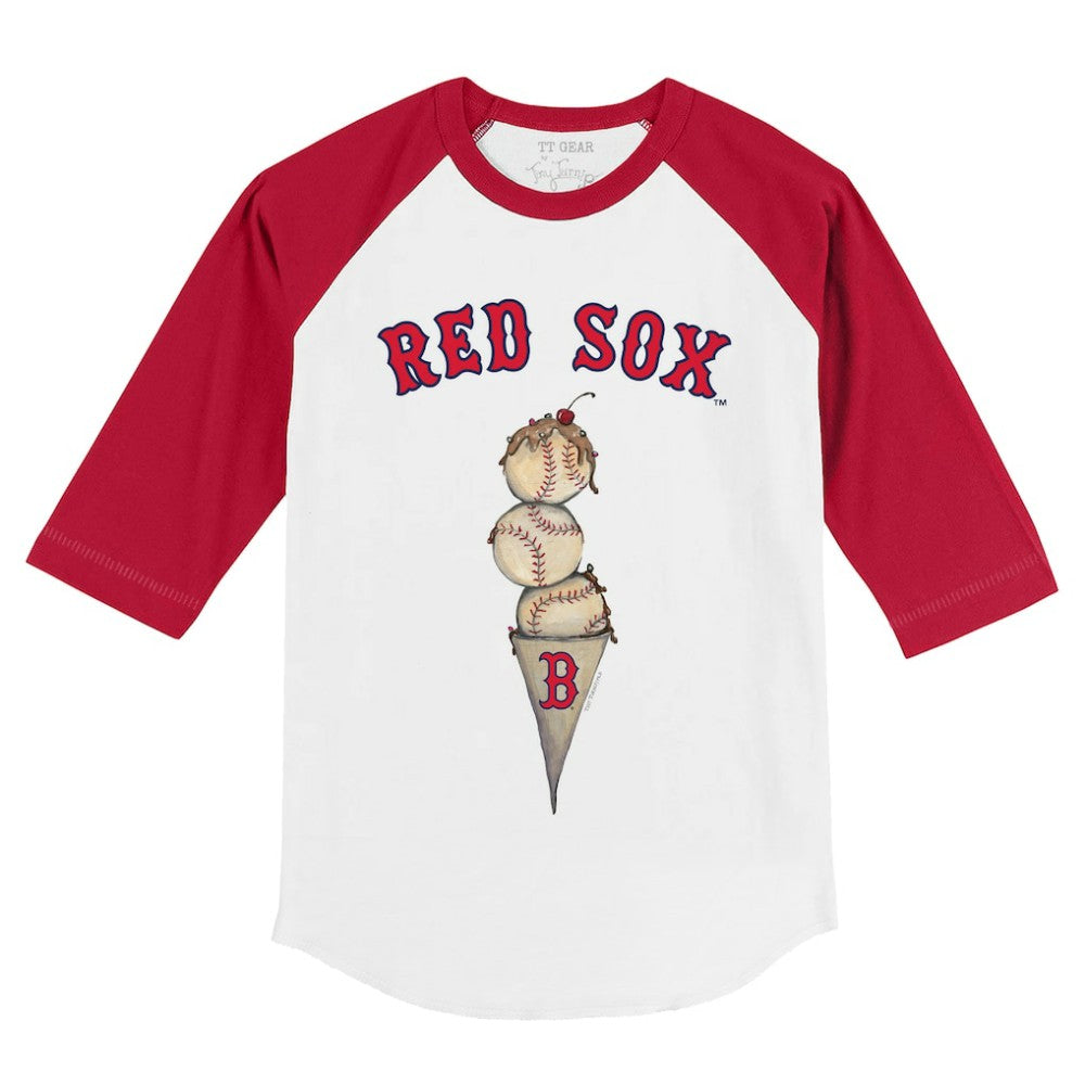 Boston Red Sox Tiny Turnip Youth Triple Scoop 3/4-Sleeve Raglan T-Shirt - White/Red - MLB Lifestyle
