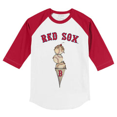 Boston Red Sox Tiny Turnip Youth Triple Scoop 3/4-Sleeve Raglan T-Shirt - White/Red - MLB Lifestyle