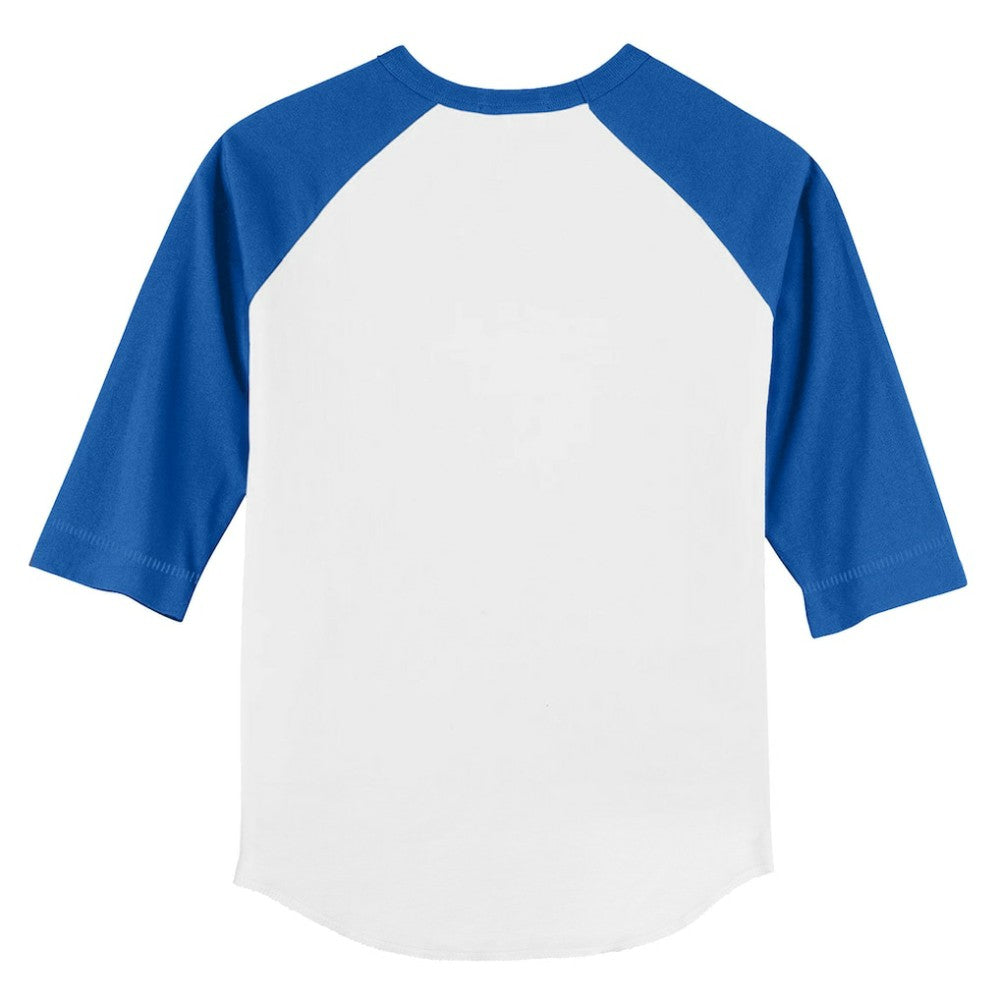 Chicago Cubs Tiny Turnip Youth TT Rex 3/4-Sleeve Raglan T-Shirt - White/Royal - MLB on Sale
