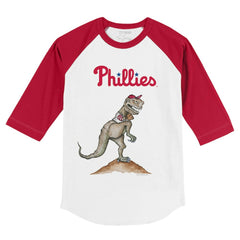 Philadelphia Phillies Tiny Turnip Youth TT Rex 3/4-Sleeve Raglan T-Shirt - White/Red - MLB Lifestyle