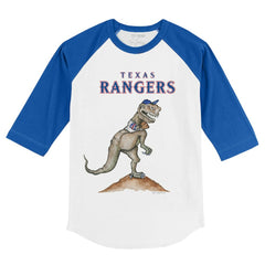 Texas Rangers Tiny Turnip Youth TT Rex 3/4-Sleeve Raglan T-Shirt - White/Royal - MLB Online