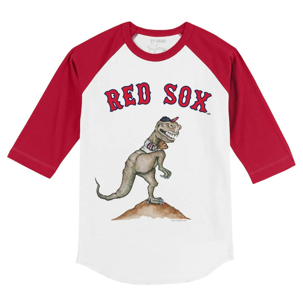 Boston Red Sox Tiny Turnip Youth TT Rex 3/4-Sleeve Raglan T-Shirt - White/Red - MLB on Sale