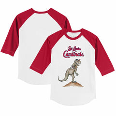 St. Louis Cardinals Tiny Turnip Youth TT Rex 3/4-Sleeve Raglan T-Shirt - White/Red - MLB on Sale