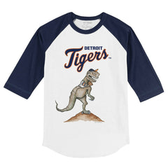 Detroit Tigers Tiny Turnip Youth TT Rex 3/4-Sleeve Raglan T-Shirt - White/Navy - MLB on Sale