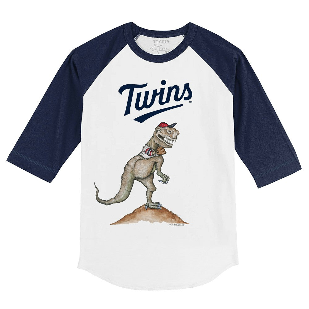 Minnesota Twins Tiny Turnip Youth TT Rex 3/4-Sleeve Raglan T-Shirt - White/Navy - MLB Lifestyle