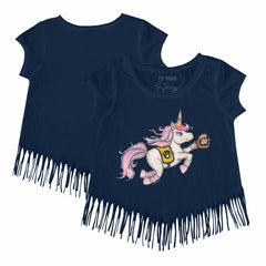 Milwaukee Brewers Tiny Turnip Girls Youth Unicorn Fringe T-Shirt - Navy - MLB Discount