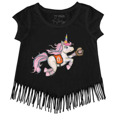 Baltimore Orioles Tiny Turnip Girls Youth Unicorn Fringe T-Shirt - Black - MLB on Sale