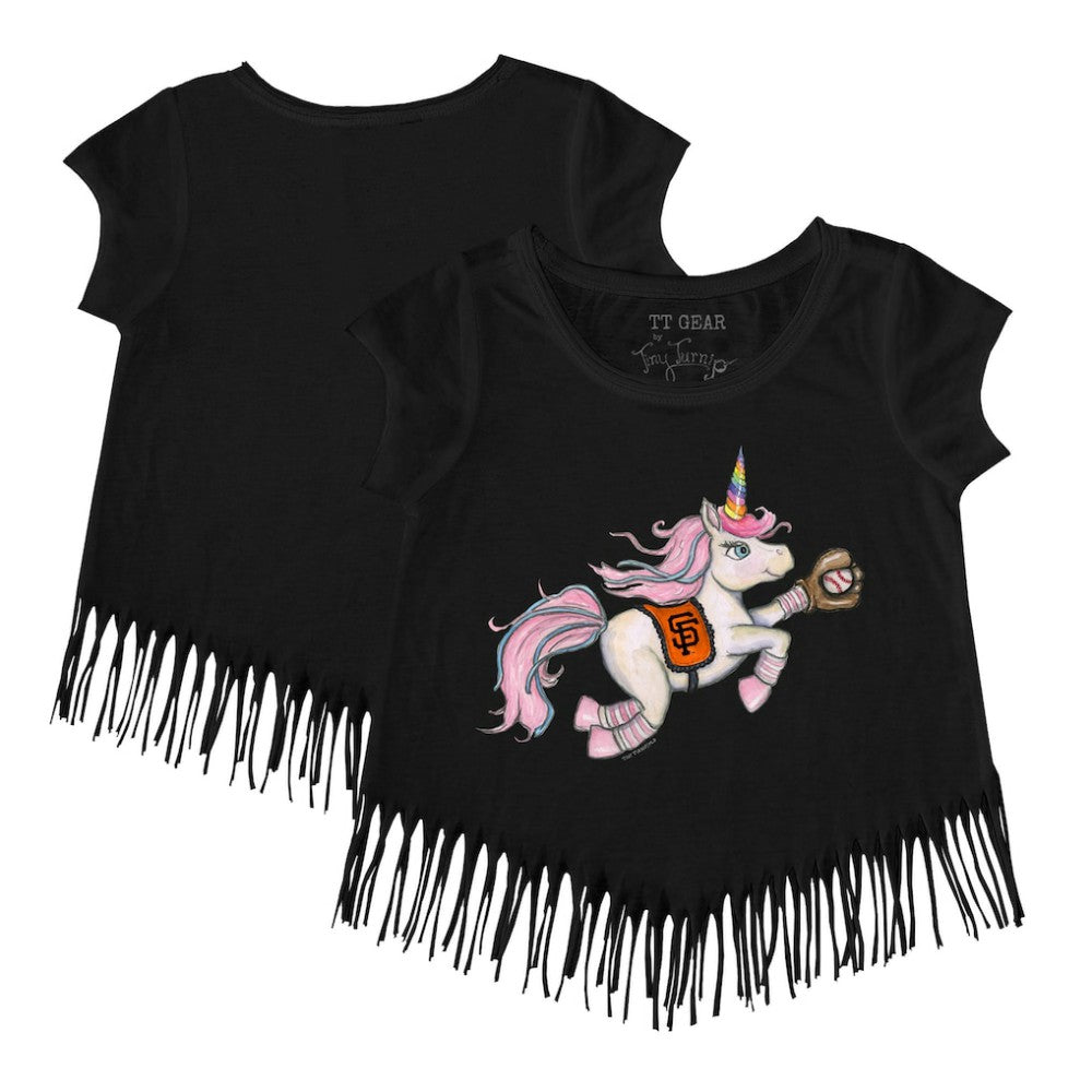 San Francisco Giants Tiny Turnip Girls Youth Unicorn Fringe T-Shirt - Black - MLB Online