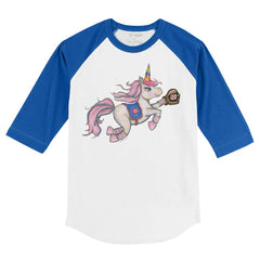 Chicago Cubs Tiny Turnip Youth Unicorn 3/4-Sleeve Raglan T-Shirt - White/Royal - MLB Discount