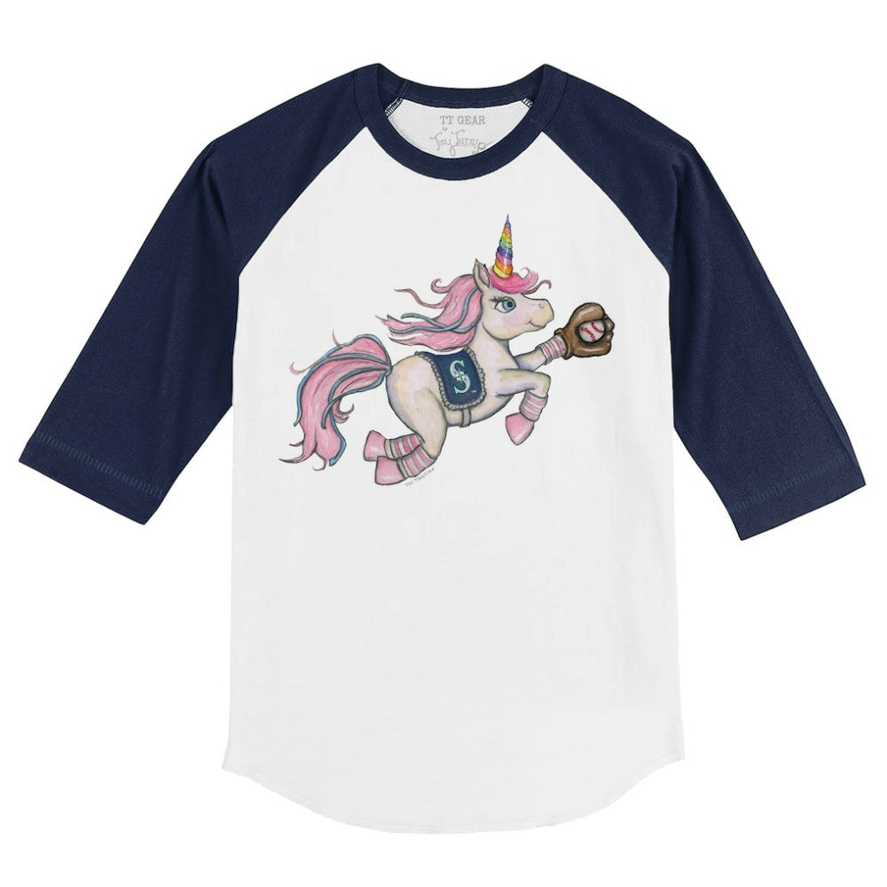 Seattle Mariners Tiny Turnip Youth Unicorn 3/4-Sleeve Raglan T-Shirt - White/Navy - MLB Online