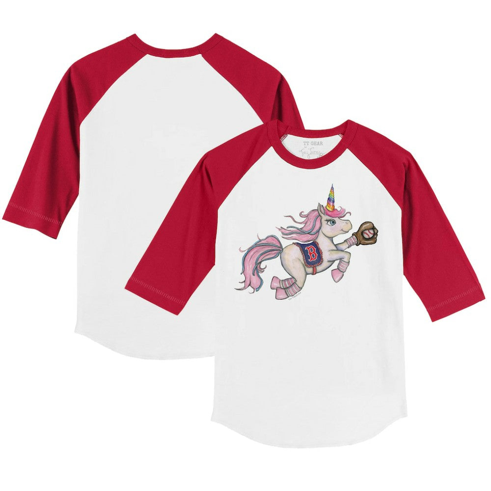 Boston Red Sox Tiny Turnip Youth Unicorn 3/4-Sleeve Raglan T-Shirt - White/Red - MLB Online