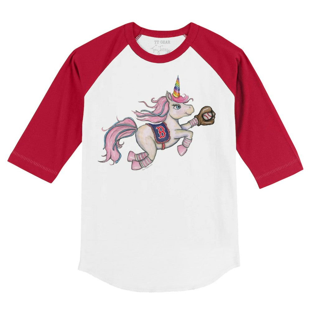 Boston Red Sox Tiny Turnip Youth Unicorn 3/4-Sleeve Raglan T-Shirt - White/Red - MLB Online