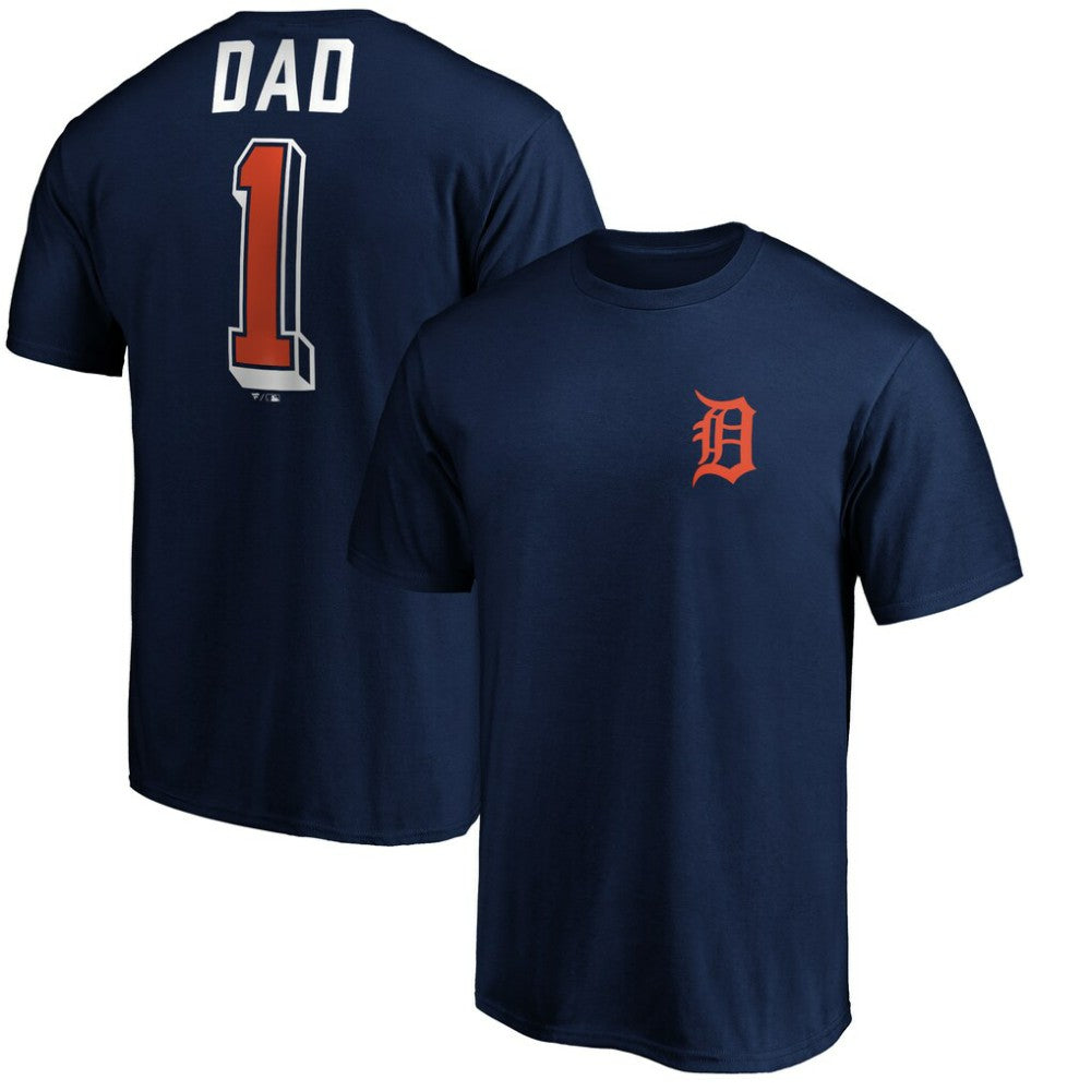 Detroit Tigers Number One Dad T-Shirt - Navy - MLB on Sale