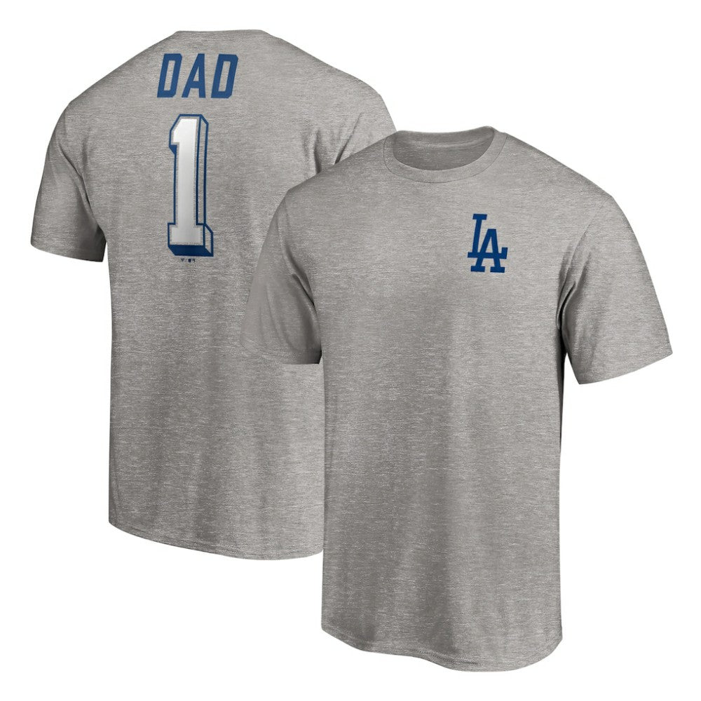 Los Angeles Dodgers Number One Dad T-Shirt - Heather Gray - MLB Sale