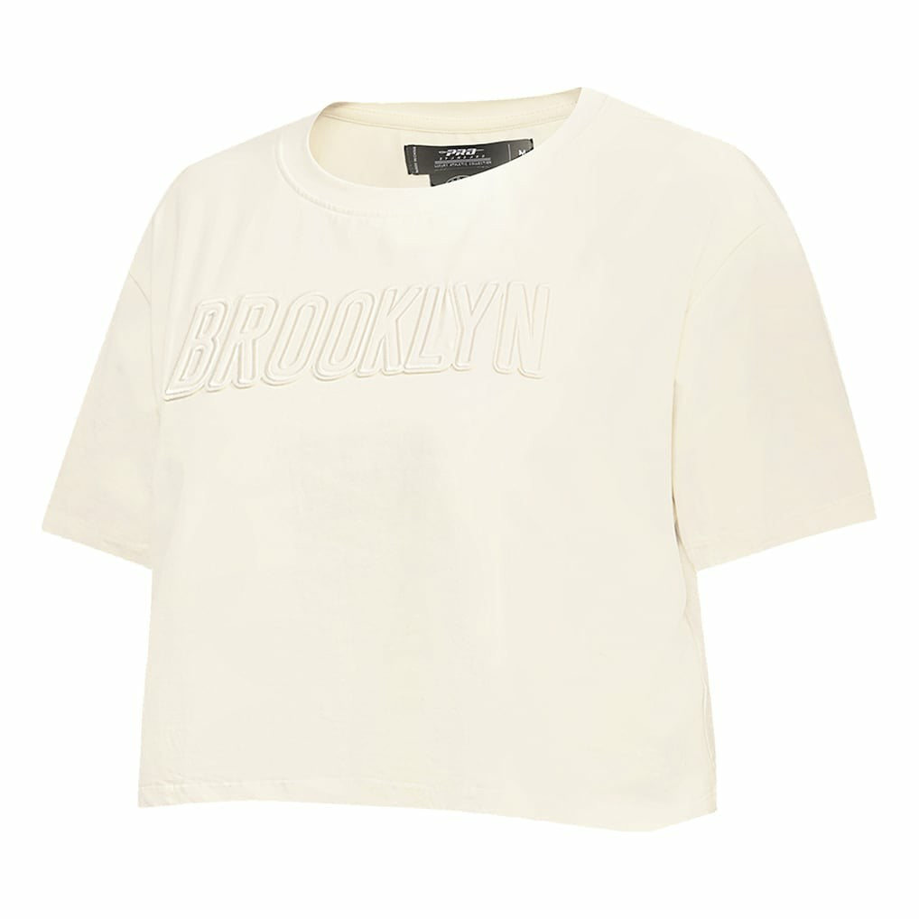 Brooklyn Nets Pro Standard Women's Neutral Boxy Crop T-Shirt Cream