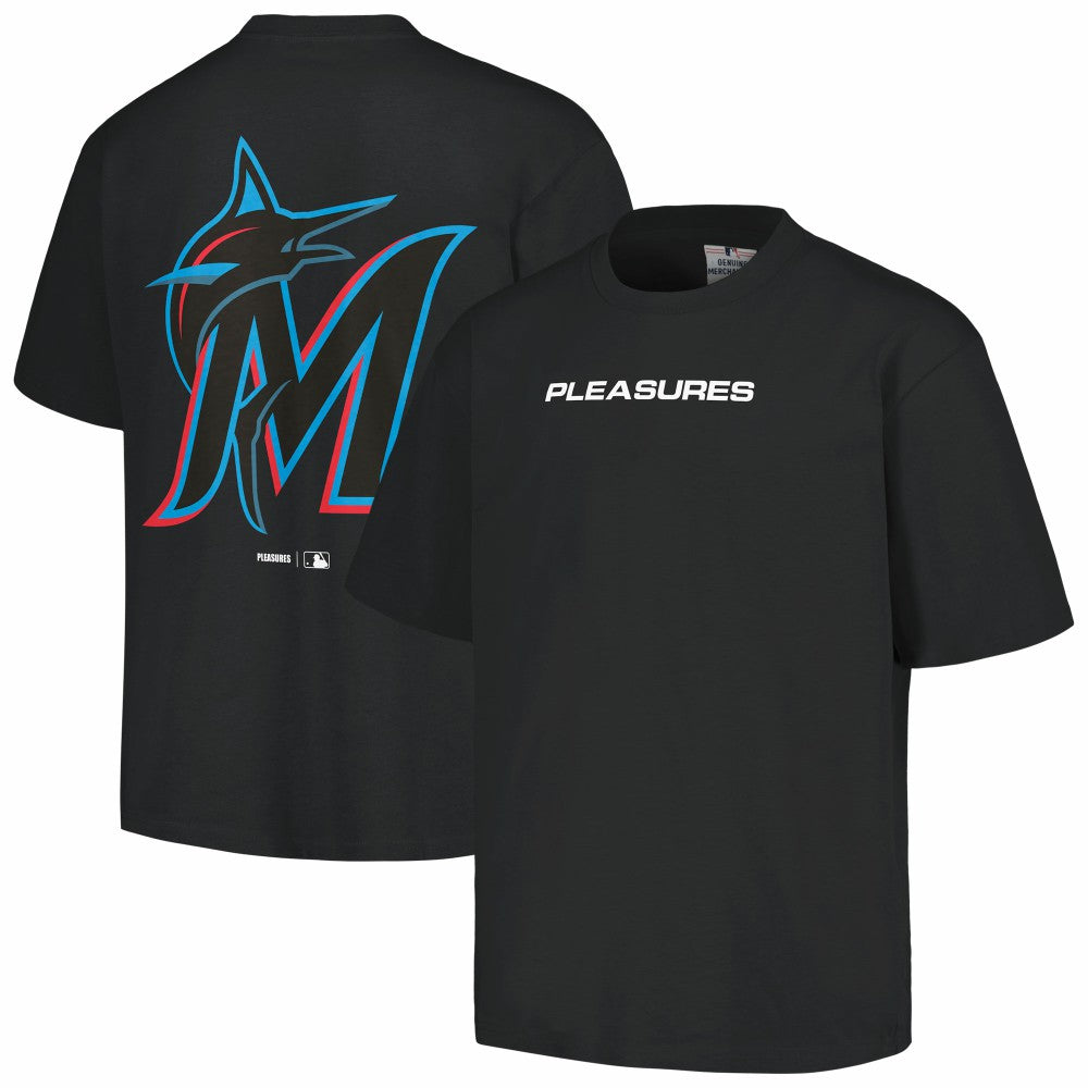 Miami Marlins PLEASURES Ballpark T-Shirt - Black - MLB Lifestyle