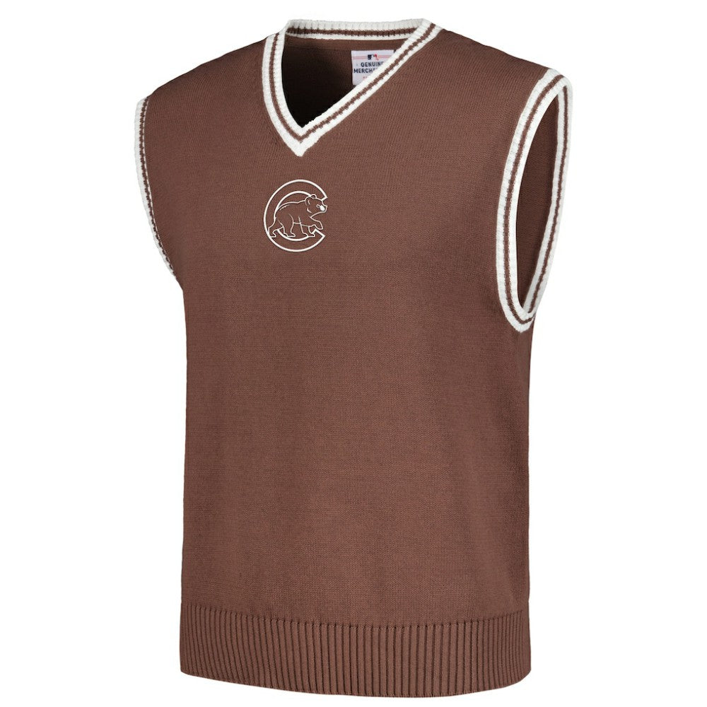 Chicago Cubs PLEASURES Knit V-Neck Pullover Sweater Vest - Brown - MLB Sale
